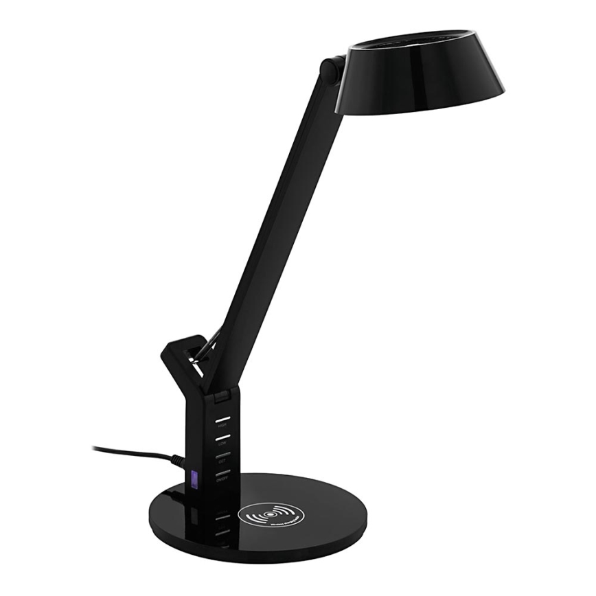 Eglo - Lámpara de mesa táctil LED regulable con cargador LED inalámbrico/4,8W/230V negro