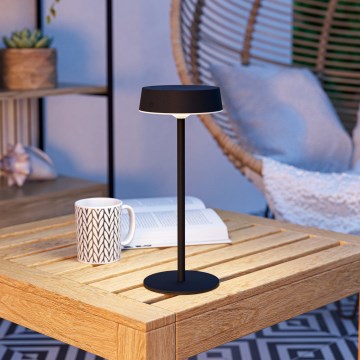 Eglo - Lámpara de mesa táctil LED regulable recargable por energía solar LED/3W/5V 3000-6000K 1800 mAh IP44 negra