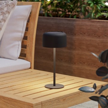 Eglo - Lámpara de mesa táctil recargable con energía solar LED/2,8W/3,7V 1800 mAh IP44 negra