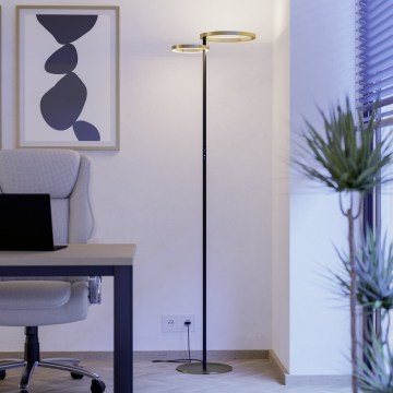 Eglo - Lámpara de pie LED regulable LED/16W/230V + LED/12W dorada/negra