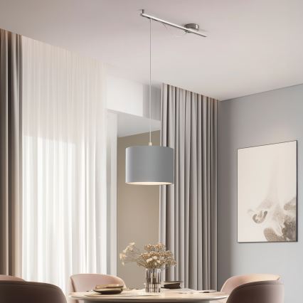 Eglo - Lámpara LED colgante CALCENA 1xE27/60W/230V cromo/gris