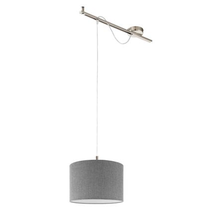 Eglo - Lámpara LED colgante CALCENA 1xE27/60W/230V cromo/gris