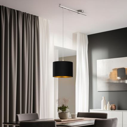 Eglo - Lámpara LED colgante CALCENA 1xE27/60W/230V cromo/negro