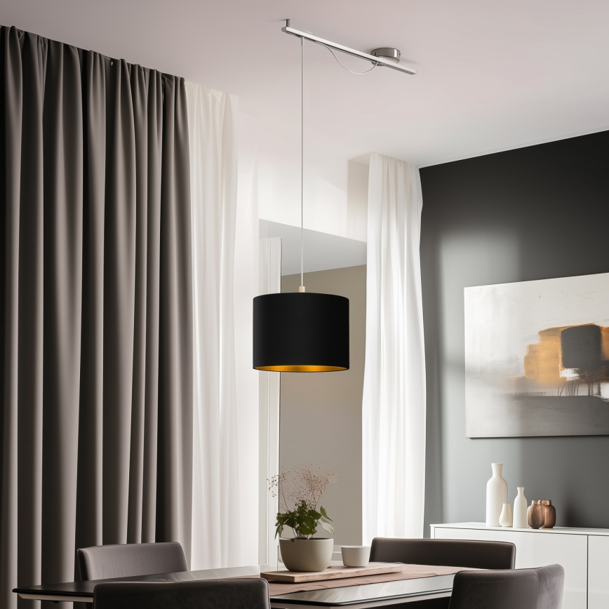 Eglo - Lámpara LED colgante CALCENA 1xE27/60W/230V cromo/negro