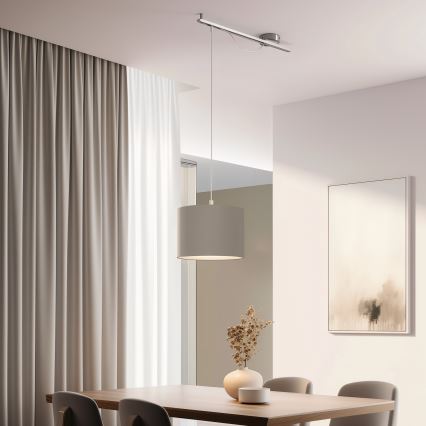 Eglo - Lámpara LED colgante CALCENA 1xE27/60W/230V cromo/taupe