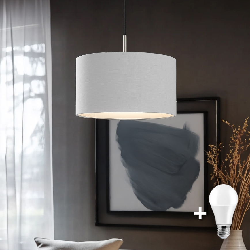 Eglo - Lámpara LED colgante TUNJA 1xE27/60W/230V blanco