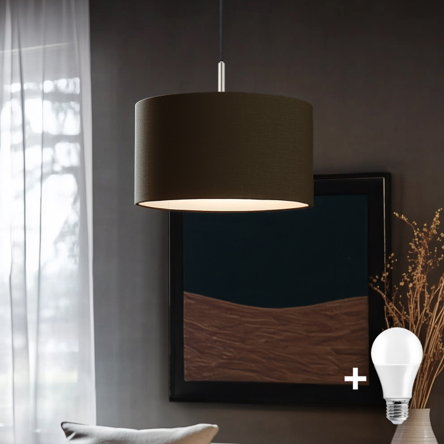 Eglo - Lámpara LED colgante TUNJA 1xE27/60W/230V marrón