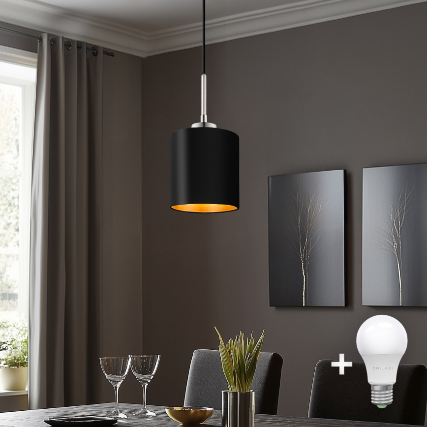 Eglo - Lámpara LED colgante TUNJA 1xE27/60W/230V negro