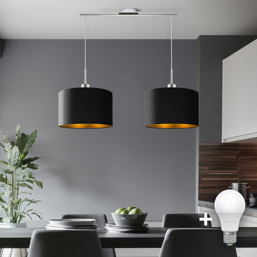Eglo - Lámpara LED colgante TUNJA 2xE27/60W/230V negro
