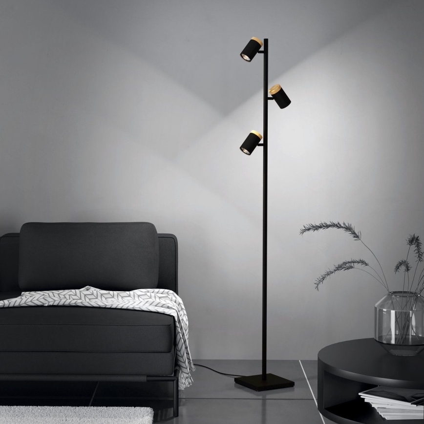 Eglo - Lámpara LED de pie 3xGU10/4,5W/230V 3000K negro/marrón