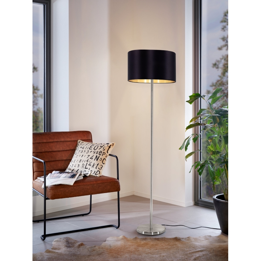 Eglo - Lámpara LED de pie TUNJA 1xE27/60W/230V cromo mate/negro