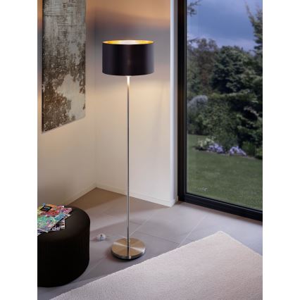 Eglo - Lámpara LED de pie TUNJA 1xE27/60W/230V cromo mate/negro