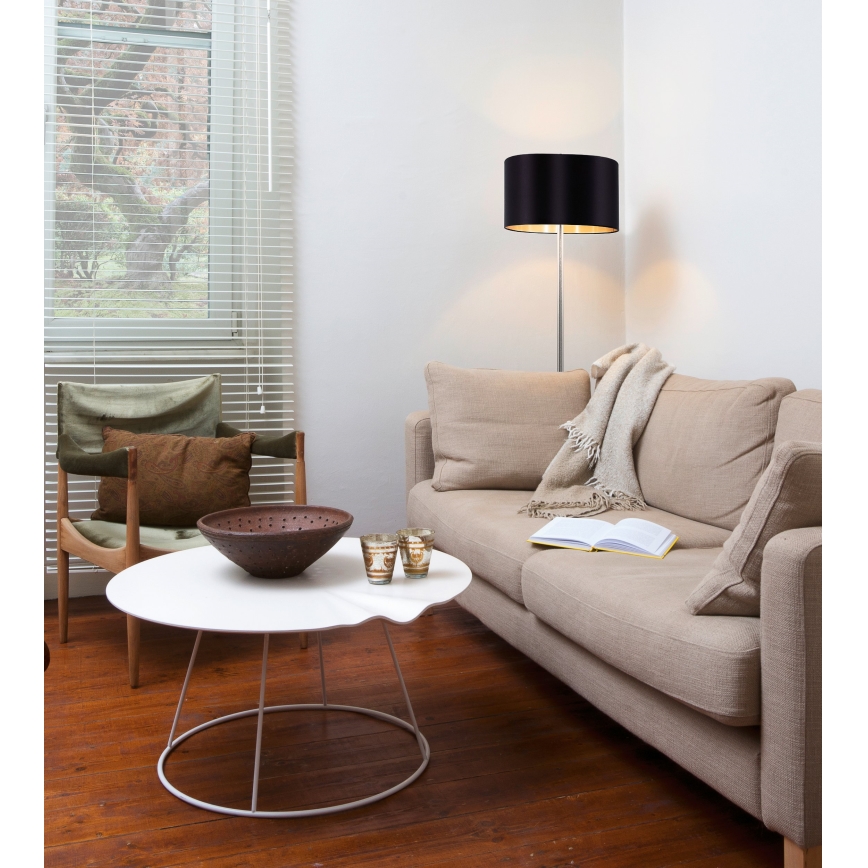 Eglo - Lámpara LED de pie TUNJA 1xE27/60W/230V cromo mate/negro