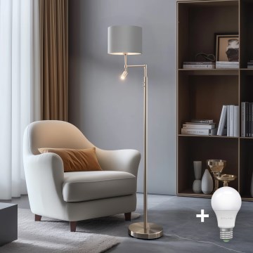 Eglo - Lámpara LED de pie TUNJA 1xE27/60W/230V + LED/2,1W diá. 30 cm cromo mate/gris