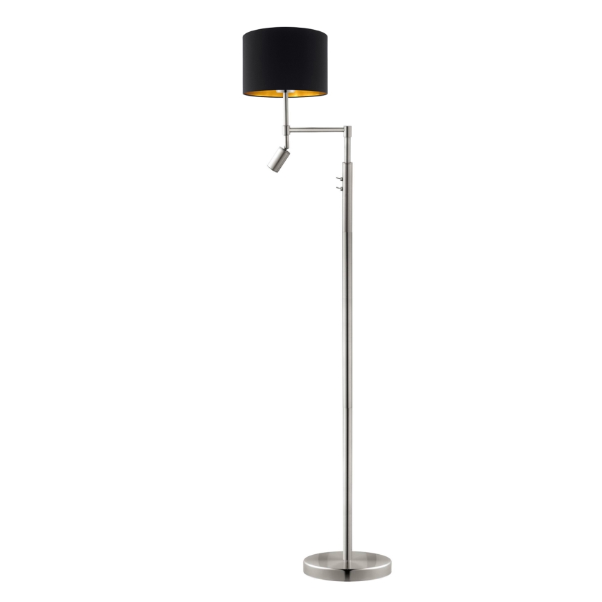 Eglo - Lámpara LED de pie TUNJA 1xE27/60W/230V + LED/2,1W diá. 30 cm cromo mate/negro