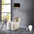 Eglo - Lámpara LED de pie TUNJA 1xE27/60W/230V + LED/2,1W diá. 38 cm cromo mate/negro