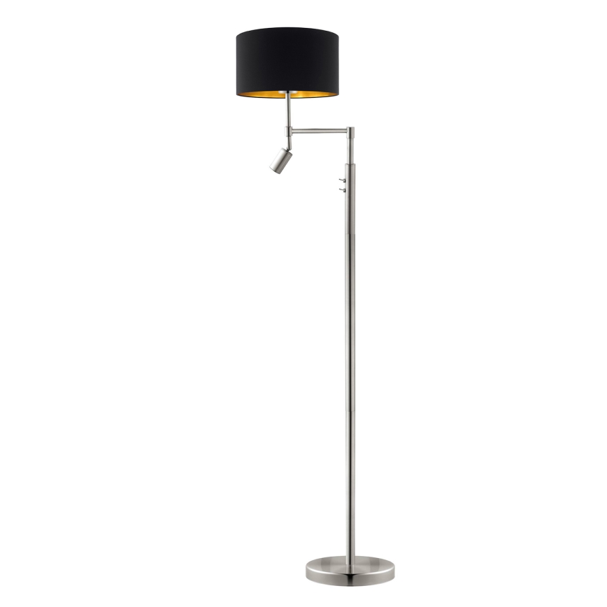 Eglo - Lámpara LED de pie TUNJA 1xE27/60W/230V + LED/2,1W diá. 38 cm cromo mate/negro
