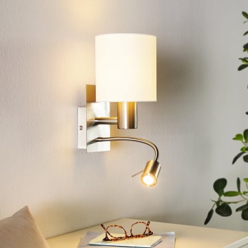 Eglo - Lámpara LED flexible 1xE27/40W+LED/3,8W blanca