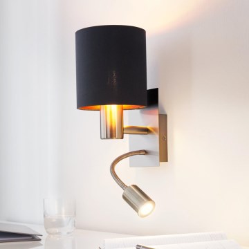 Eglo - Lámpara LED flexible 1xE27/40W+LED/3,8W negra