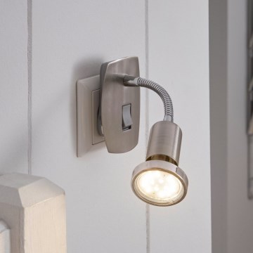 Eglo - Lámpara LED para enchufe 1xGU10/2,8W/230V cromo mate