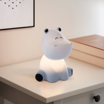 Eglo - Lámpara nocturna infantil recargable táctil LED RGBW 5W/5V 1200 mAh, diseño hipopótamo