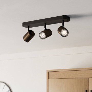 Eglo - Lámpara spot para baño 3xGU10/5W/230V IP44 negro/marrón