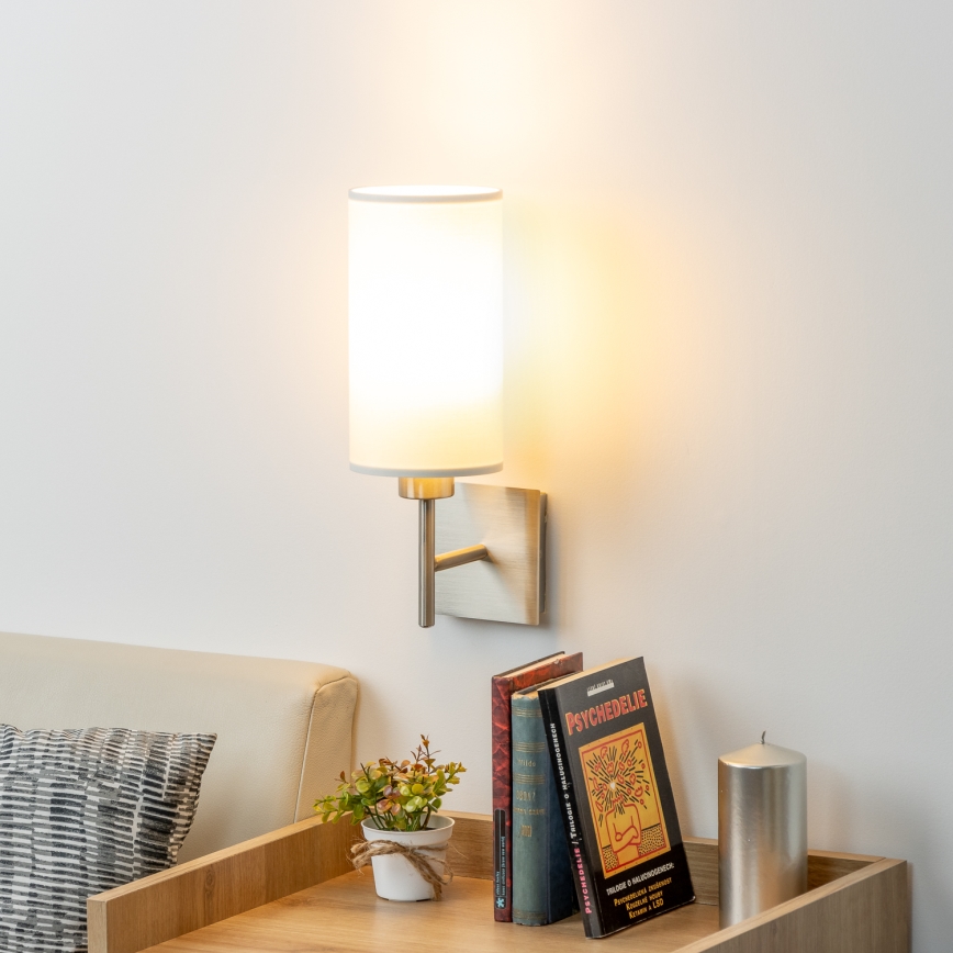 Eglo - LED Aplique de pared TUNJA 1xE27/60W/230V cromo mate/blanco