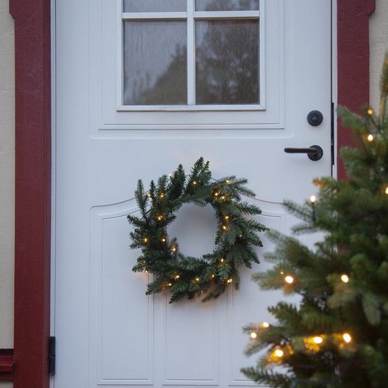 Eglo - LED Corona de Navidad de exterior con sensor 30xLED/0,064W/3xAA IP44