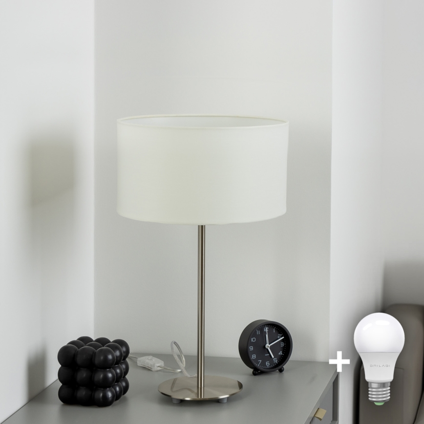 Eglo - LED Lámpara de mesa TUNJA 1xE27/60W/230V 38,5 cm cromo mate/blanco