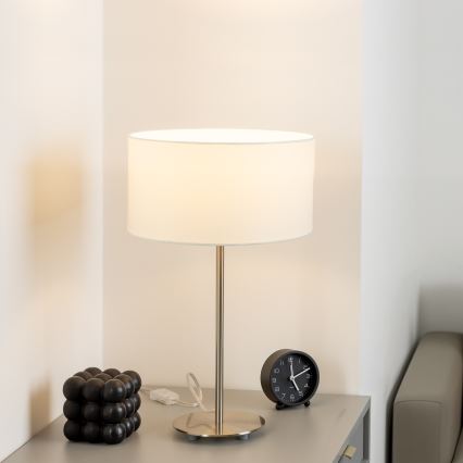 Eglo - LED Lámpara de mesa TUNJA 1xE27/60W/230V 38,5 cm cromo mate/blanco