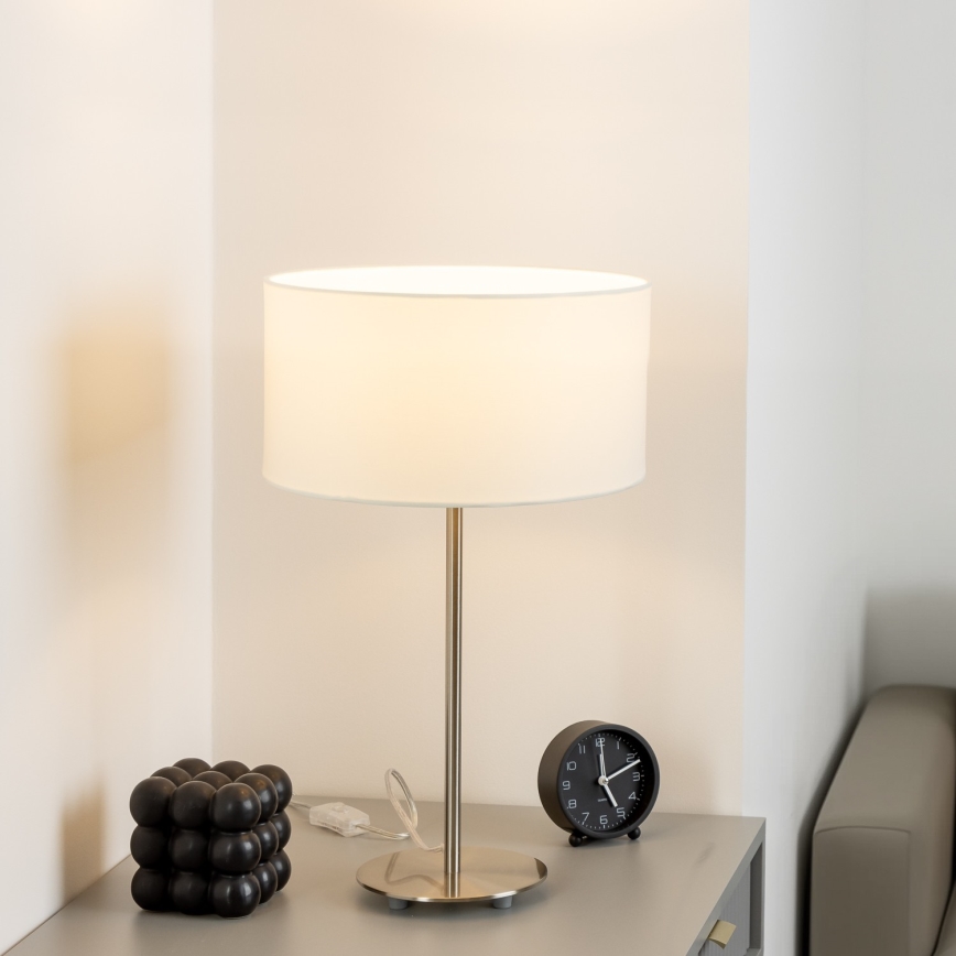 Eglo - LED Lámpara de mesa TUNJA 1xE27/60W/230V 38,5 cm cromo mate/blanco