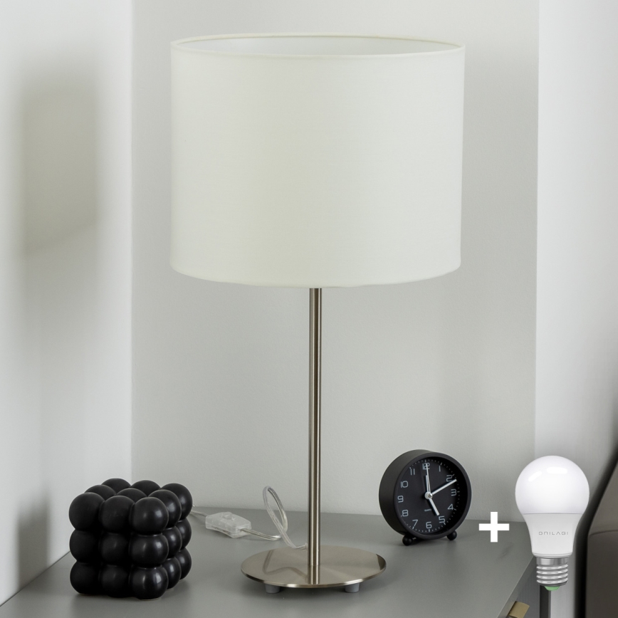 Eglo - LED Lámpara de mesa TUNJA 1xE27/60W/230V 38,5 cm cromo mate/blanco
