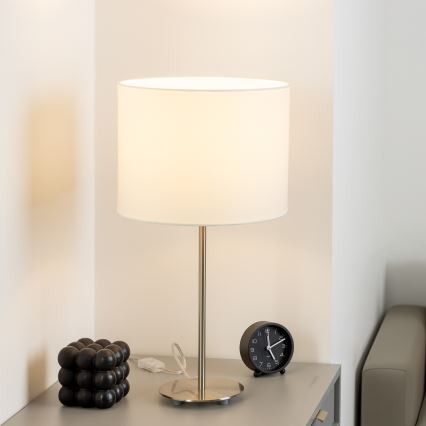 Eglo - LED Lámpara de mesa TUNJA 1xE27/60W/230V 38,5 cm cromo mate/blanco