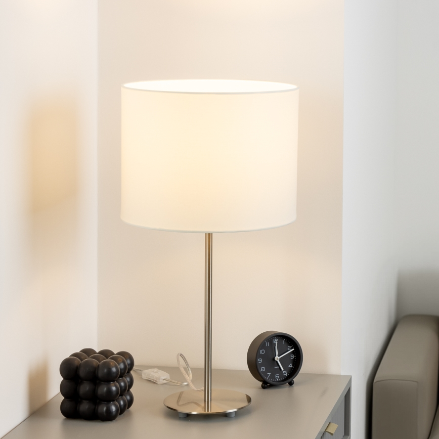 Eglo - LED Lámpara de mesa TUNJA 1xE27/60W/230V 38,5 cm cromo mate/blanco