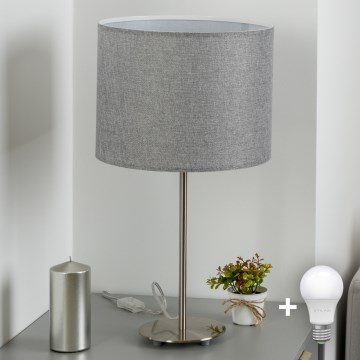 Eglo - LED Lámpara de mesa TUNJA 1xE27/60W/230V 38,5 cm cromo mate/gris