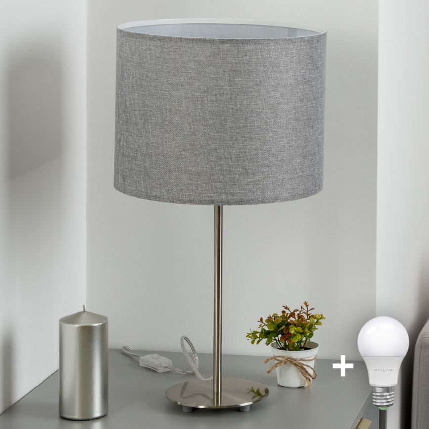 Eglo - LED Lámpara de mesa TUNJA 1xE27/60W/230V 38,5 cm cromo mate/gris