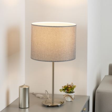 Eglo - LED Lámpara de mesa TUNJA 1xE27/60W/230V 38,5 cm cromo mate/gris
