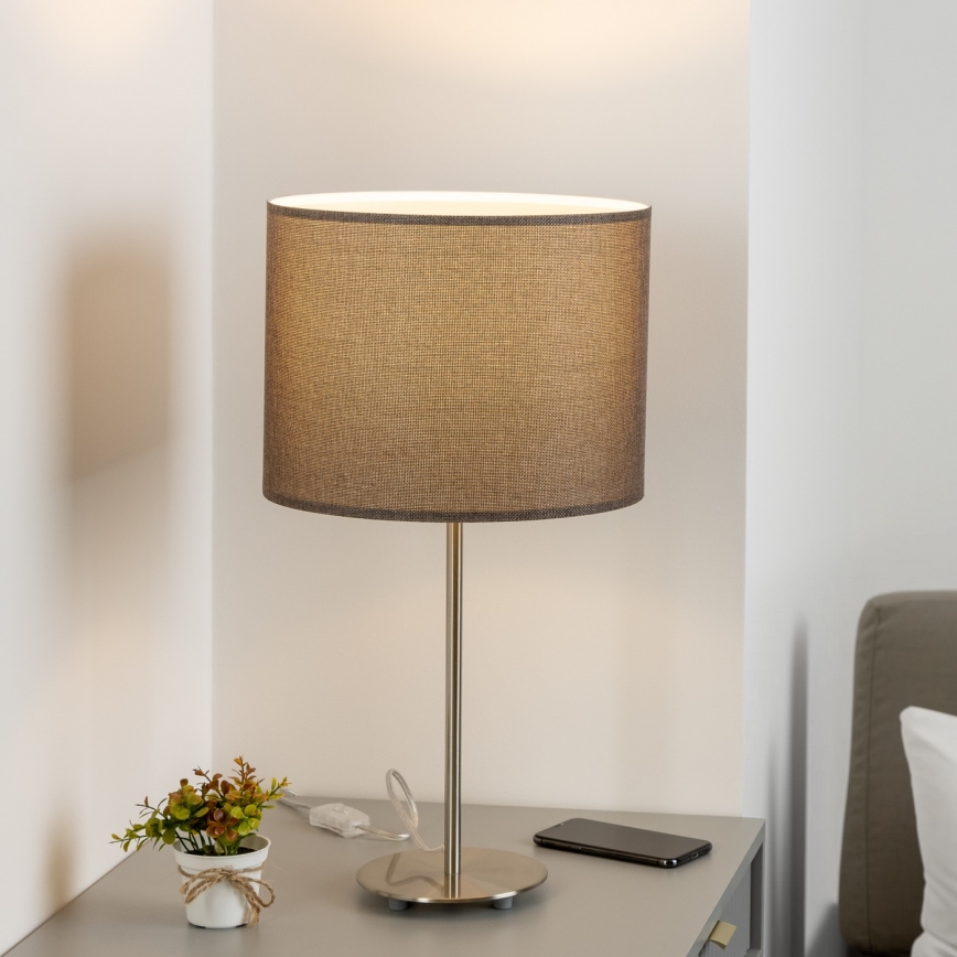 Eglo - LED Lámpara de mesa TUNJA 1xE27/60W/230V 38,5 cm cromo mate/marrón