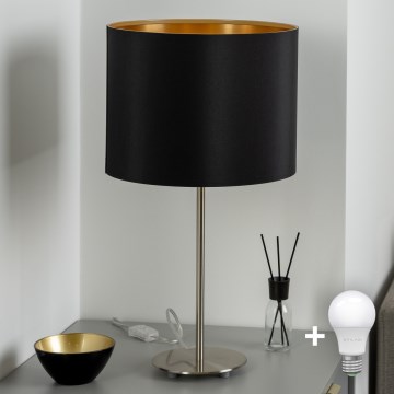 Eglo - LED Lámpara de mesa TUNJA 1xE27/60W/230V 38,5 cm cromo mate/negro