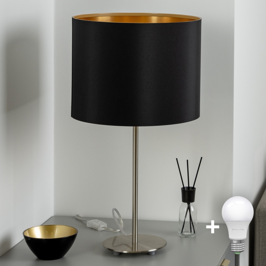 Eglo - LED Lámpara de mesa TUNJA 1xE27/60W/230V 38,5 cm cromo mate/negro