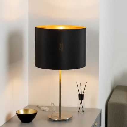 Eglo - LED Lámpara de mesa TUNJA 1xE27/60W/230V 38,5 cm cromo mate/negro