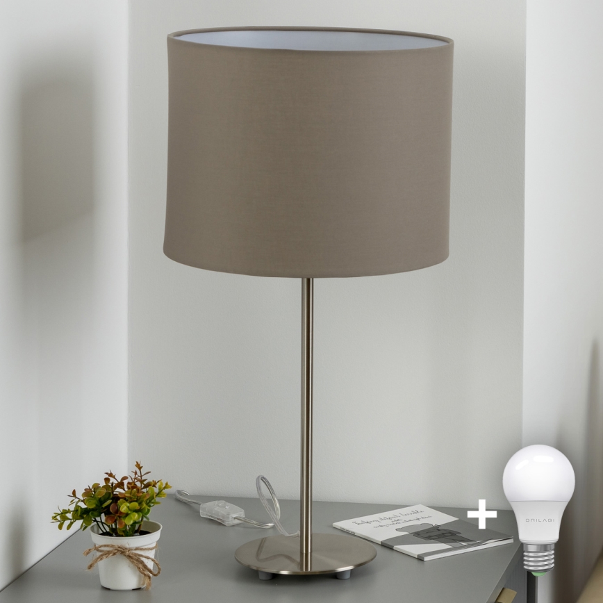 Eglo - LED Lámpara de mesa TUNJA 1xE27/60W/230V 38,5 cm cromo mate/taupe