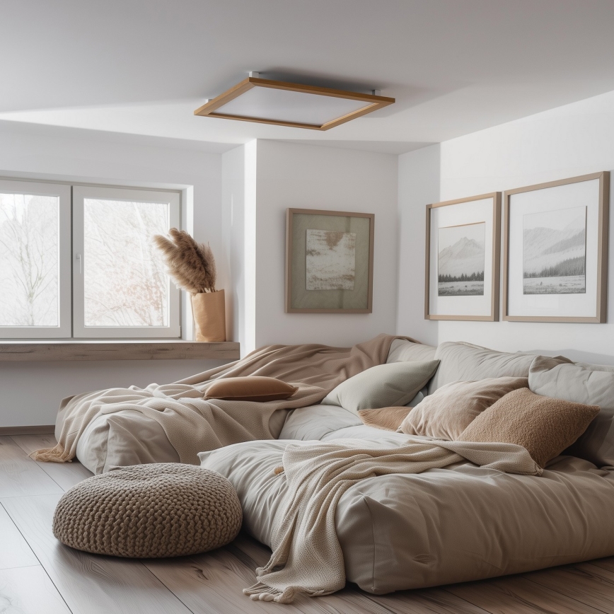Eglo - LED RGBW Panel fijo regulable SALOBRENA-C WOOD LED/34W/230V 2700-6500K 64x64 cm marrón + control remoto