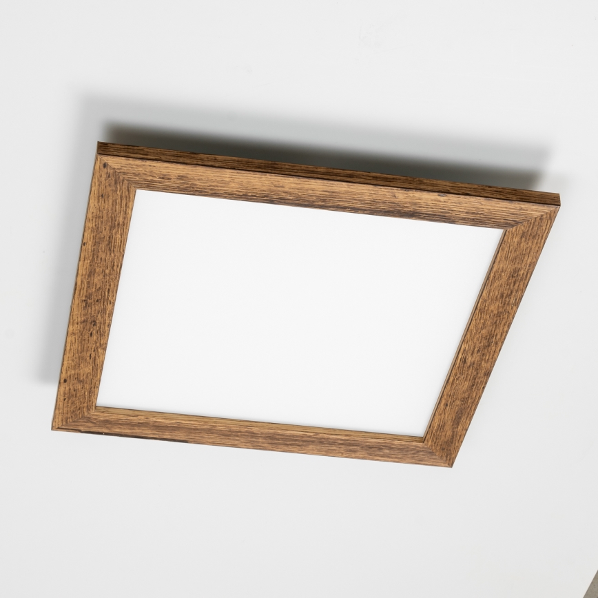 Eglo - Panel LED RGBW regulable de superficie SALOBRENA-C WOOD LED/21W/230V 2700-6500K 49,5x49,5 cm marrón + control remoto