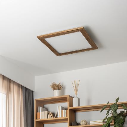 Eglo - Panel LED RGBW regulable de superficie SALOBRENA-C WOOD LED/21W/230V 2700-6500K 49,5x49,5 cm marrón + control remoto