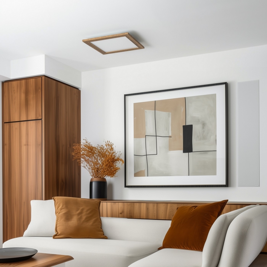 Eglo - Panel LED RGBW regulable de superficie SALOBRENA-C WOOD LED/21W/230V 2700-6500K 49,5x49,5 cm marrón + control remoto