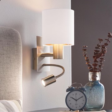 Eglo - Luminaria LED flexible 1xE27/40W/230V + LED/3,8W blanca