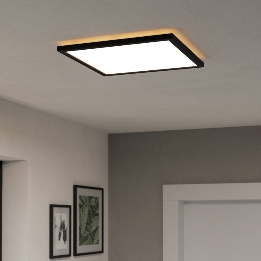 Eglo - Luz de techo LED regulable para baño LED/17,6W/230V 2700-6500K 39x39 cm IP44 negro + control remoto