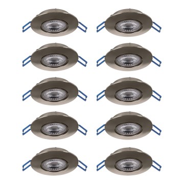 Eglo - Pack de 10 downlights empotrables LED/4,9W/230V 2700/4000/6500K Ø 9 cm cromo mate