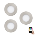 Eglo - Pack de 3 luminarias empotrables de techo LED RGB regulables FUEVA-C LED/3W/230V, diámetro 8,5 cm